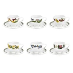Botanic Garden 6 Espresso Cups & Saucers