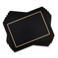 Classic Black Set Of 6 Placemats