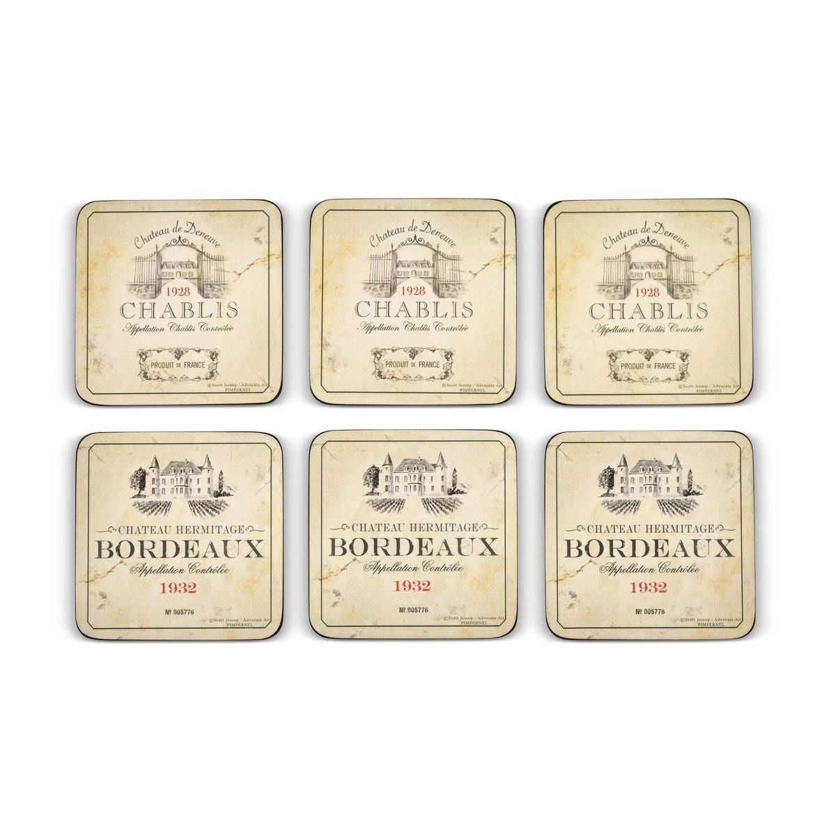 Vin De France Set Of 6 Coasters