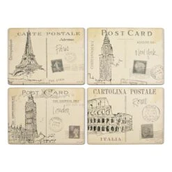 Postcard Sketches Set Of 4 Large Placemats