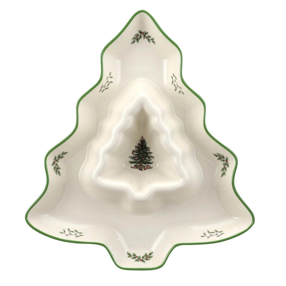 Spode Christmas Tree Chip & Dip Bowl