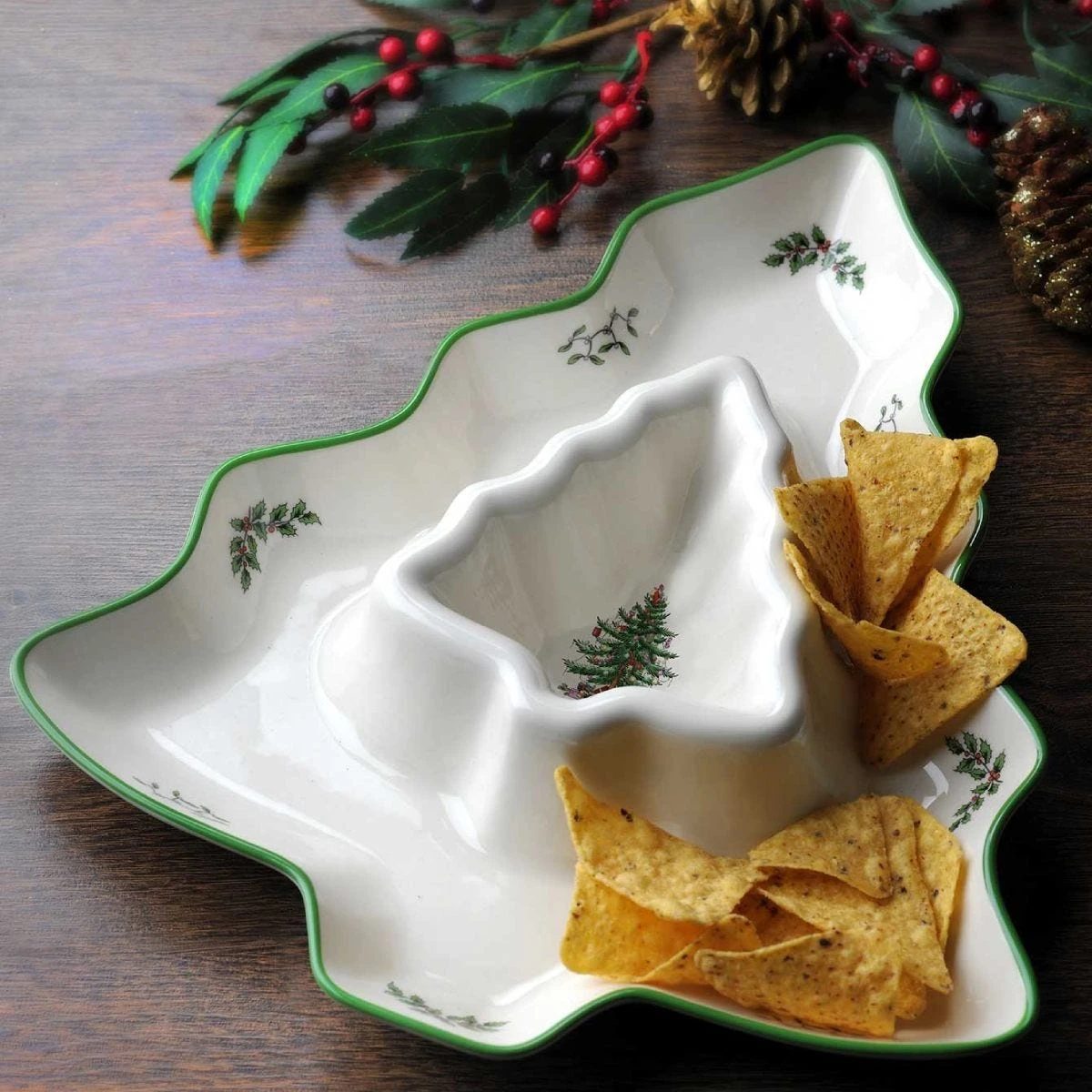 Spode Christmas Tree Chip & Dip Bowl - Image 2