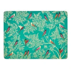 Sara Miller Set Of 4 Bird Placemats, Green