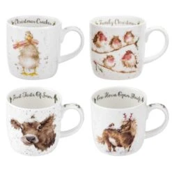 Wrendale Designs Chistmas Gift Set Of 4 Mugs