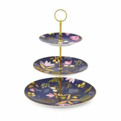 Sara Miller Orchard 3-Tier Cake Stand, Navy