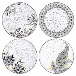 Sara Miller Artisanne Noir Set Of 4 Dinner Plates
