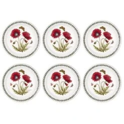 Portmeirion Botanic Garden Poppy 8 Inch Plate Set Of 6